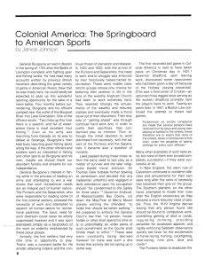 Colonial America: The Springboard to American Sports