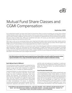 Mutual Fund Share Classes and CGMI Compensation