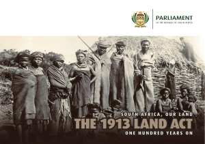 THE 1913 LAND ACT - Parliament of South Africa