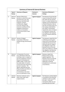 Summary of Internal & External Reviews