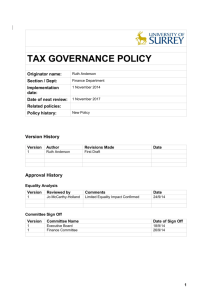 tax governance policy - University of Surrey
