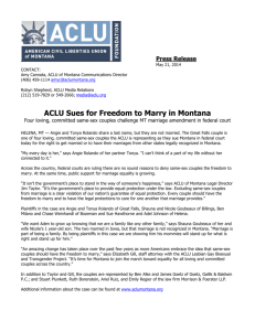 ACLU Sues for Freedom to Marry in Montana