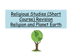 Religious Studies (Short Course) Revision Religion and Animals
