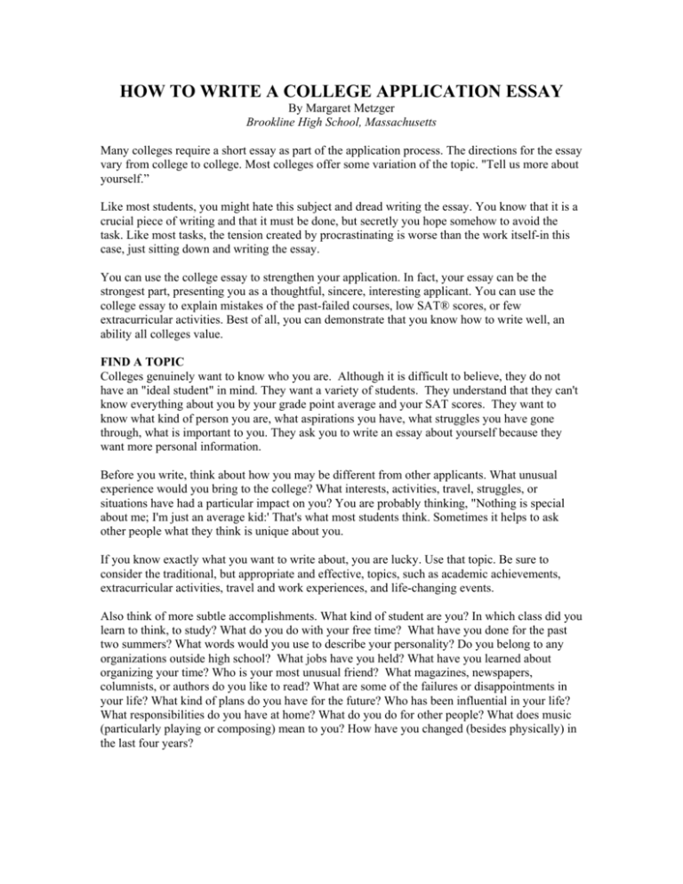 How To Write A College Application Essay