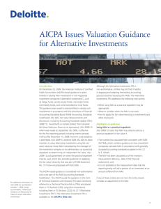 AICPA Issues Valuation Guidance for Alternative Investments