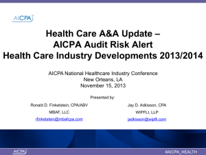 Health Care A&A Update – AICPA Audit Risk Alert Health Care
