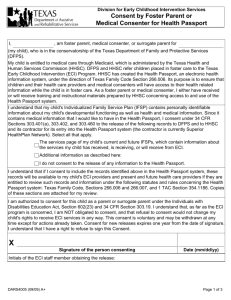 Consent by Foster Parent or Medical Consenter for Health Passport