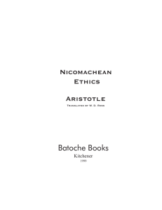 Nicomachean Ethics Aristotle Batoche Books