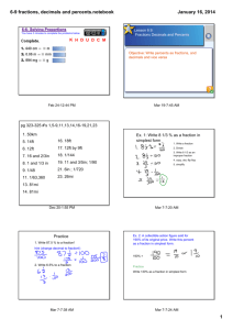 6-9 fractions, decimals and percents.notebook