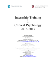 Internship Training In Clinical Psychology 2016
