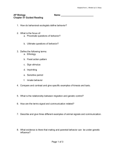 Page 1 of 3 AP Biology Name Chapter 51 Guided Reading 1. How