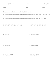 Analytic Geometry Unit 4 Study Guide Name: Date: Period