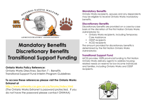 Mandatory Benefits Discretionary Benefits Transitional Support