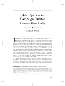 Public Opinion and Campaign Finance