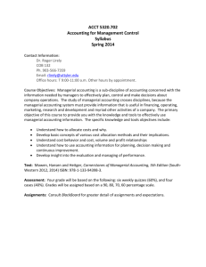 ACCT 5320.702 Accounting for Management Control Syllabus