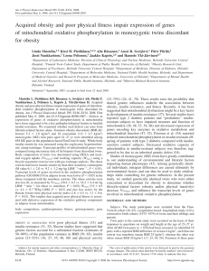 Acquired obesity and poor physical fitness impair expression of