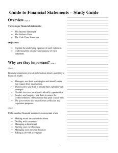 Guide to Financial Statements – Study Guide