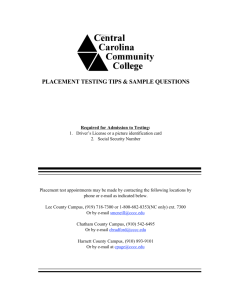 PLACEMENT TESTING TIPS & SAMPLE QUESTIONS