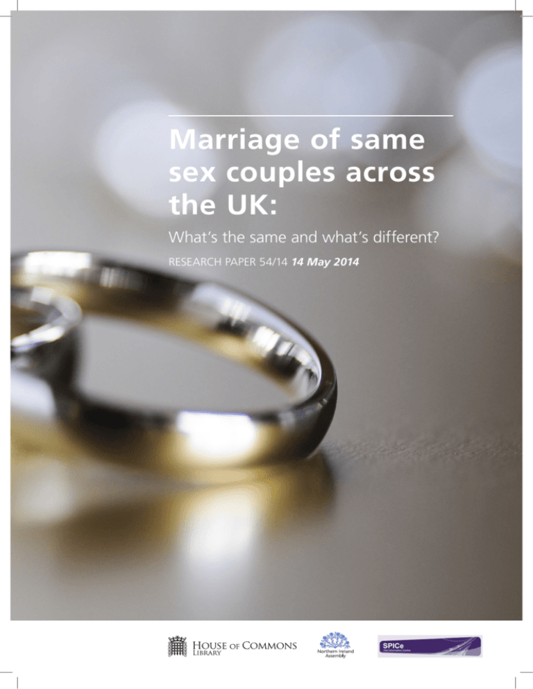 Marriage Of Same Sex Couples Across The Uk