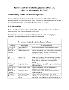 Federal Tax Laws and Legislative History