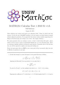 MATH1251 Calculus Test 1 2010 S1 v1A