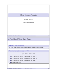 Mean Variance Analysis A Portfolio of Three Risky Assets