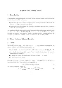 Capital Asset Pricing Model 1 Introduction 2 Mean