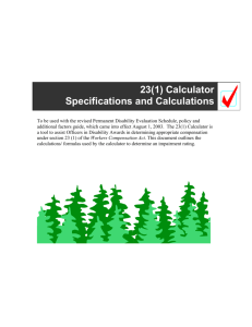 23(1) Calculator Specifications and Calculations