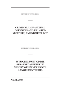 criminal law (sexual offences and related matters)