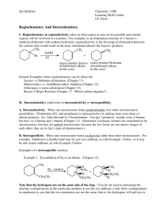 Regiochemistry And Stereochemistry - SASC Specialists