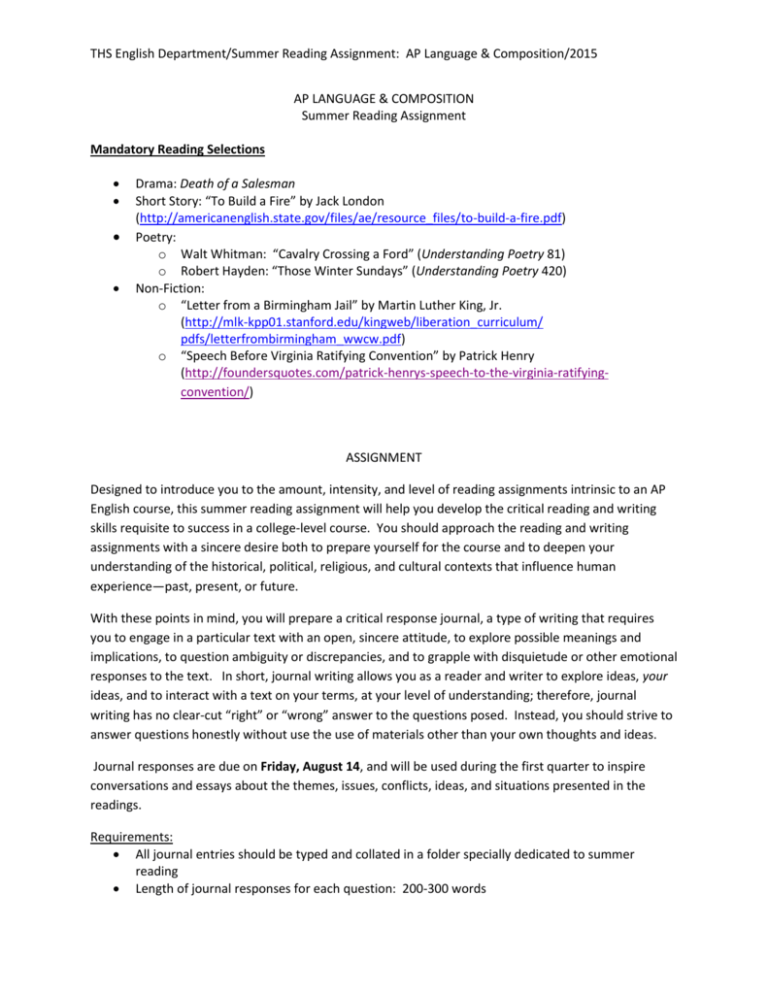 AP Language Composition 2015 AP LANGUAGE