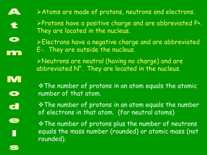 Atoms are made of protons, neutrons and electrons. Protons have a