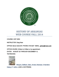 HISTORY OF ARKANSAS WEB COURSE FALL 2014