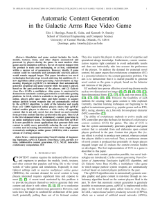 Automatic Content Generation in the Galactic Arms Race Video Game