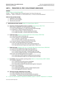 UNIT 4. PREDATORS VS. PREY: EVOLUTIONARY ARMS RACES
