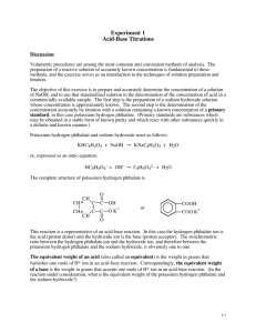 Experiment 1 Acid-Base Titrations I-1