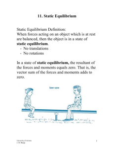 static equilibrium - The University of Arizona College of Optical