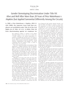 Gender Stereotyping Discrimination Under Title VII: Alive and Well