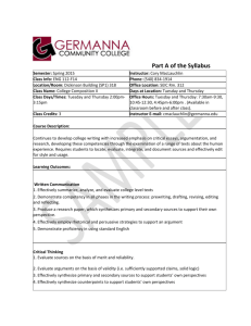 Part A of the Syllabus - Germanna Community College