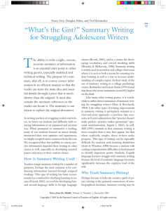“What's the Gist?” Summary Writing for