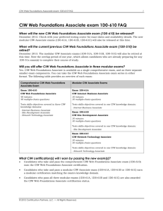 CIW Web Foundations Associate exam 1D0-610 FAQ