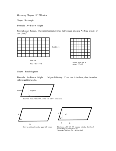 Geometry Chapter 11/12 Review Shape: Rectangle Formula A