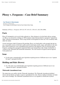 Plessy v. Ferguson – Case Brief Summary