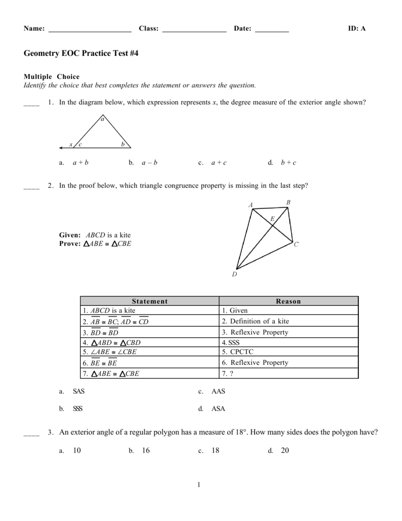 Geometry Eoc Practice Test 4 Geometry Eoc Practice Test 4