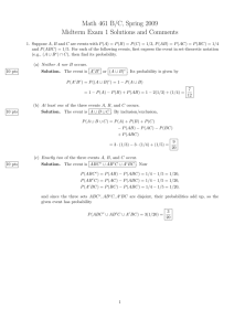 Math 461 B/C, Spring 2009 Midterm Exam 1 Solutions and Comments