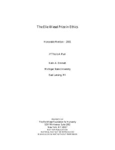 The Elie Wiesel Prize in Ethics - The Elie Wiesel Foundation for