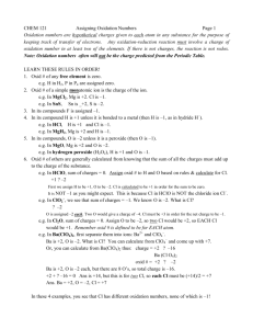 CHEM 121 Assigning Oxidation Numbers Page 1