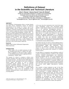 Definitions of Dataset in the Scientific and Technical