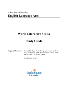 English Language Arts World Literature 3101A Study Guide
