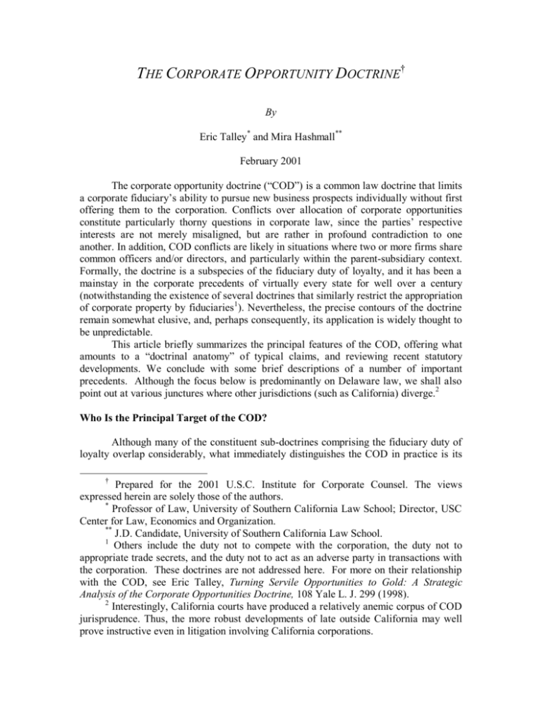 the corporate opportunity doctrine